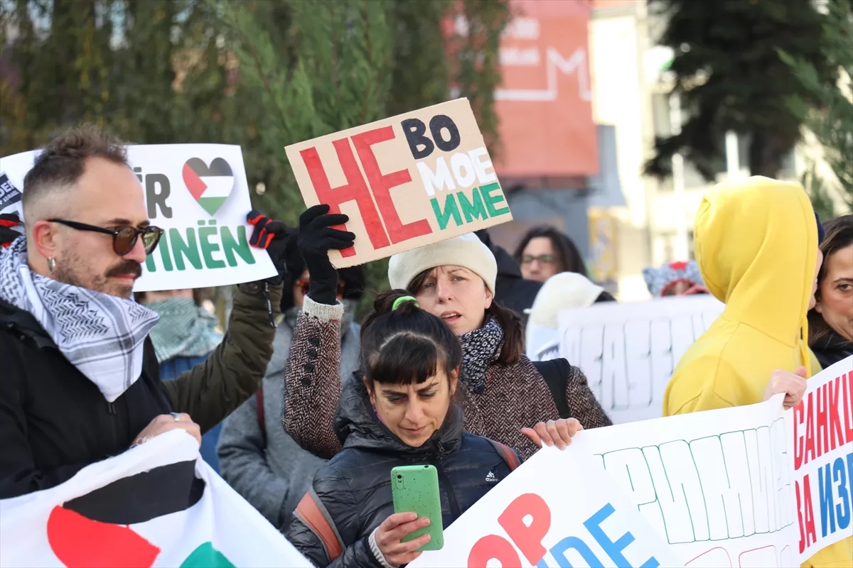 Kuzey Makedonya'da Filistin'e destek gösterisi düzenlendi