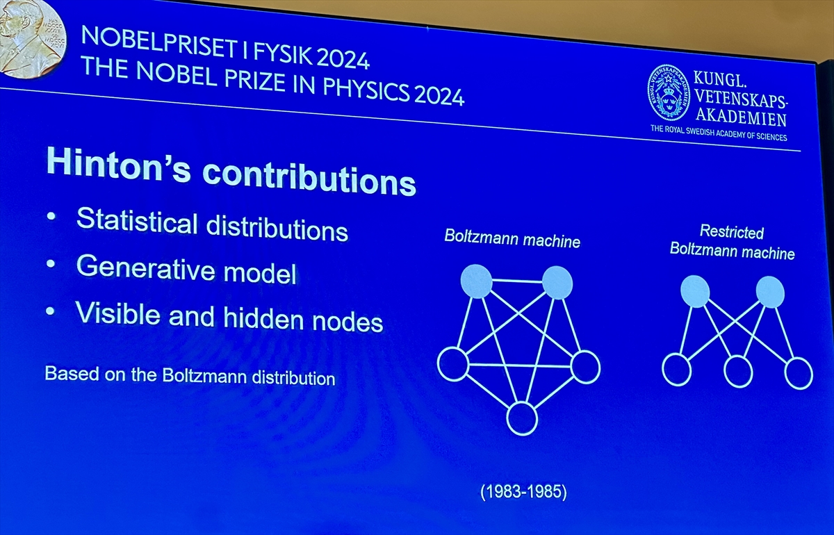 2024 Nobel Fizik Ödülü'nü “yapay sinir ağları ile makine öğrenimini sağlayan çalışmalarından” dolayı ABD'li John Hopfield ve İngiliz Geoffrey Hinton kazandı