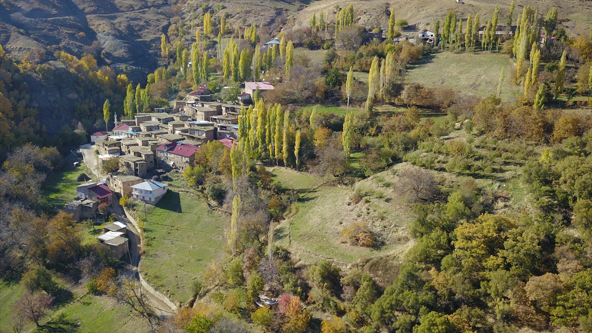 Bitlis'teki taş evlerde sonbahar güzelliği