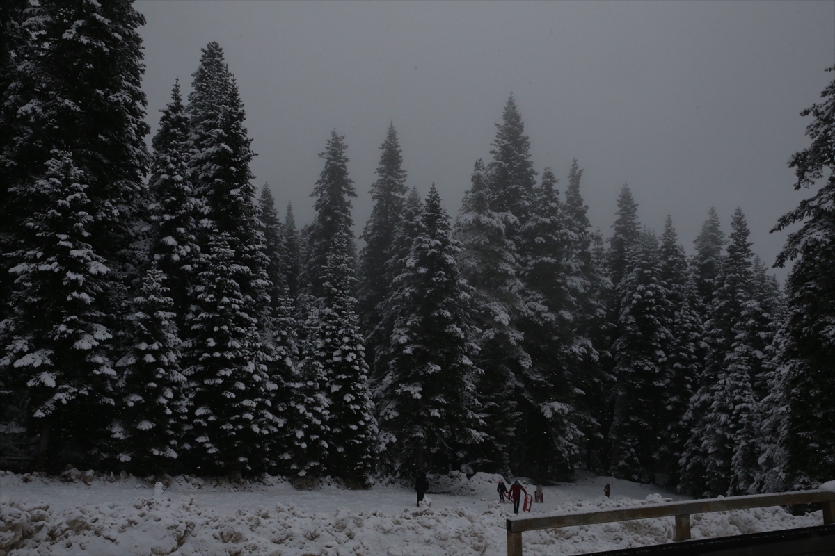 Ilgaz Dağı'nda kar yağışı ve sis etkili oluyor