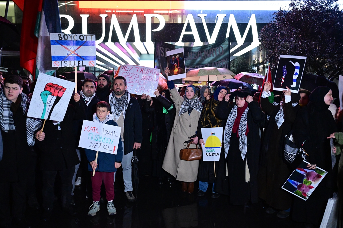 Şişli'de, ABD Başkanı Trump'ın Gazze planına protesto