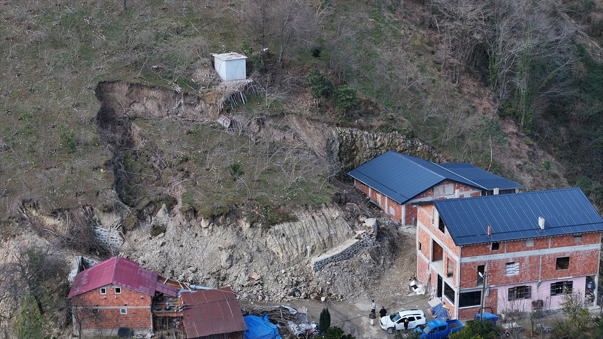 Trabzon'daki heyelan bölgesi havadan görüntülendi